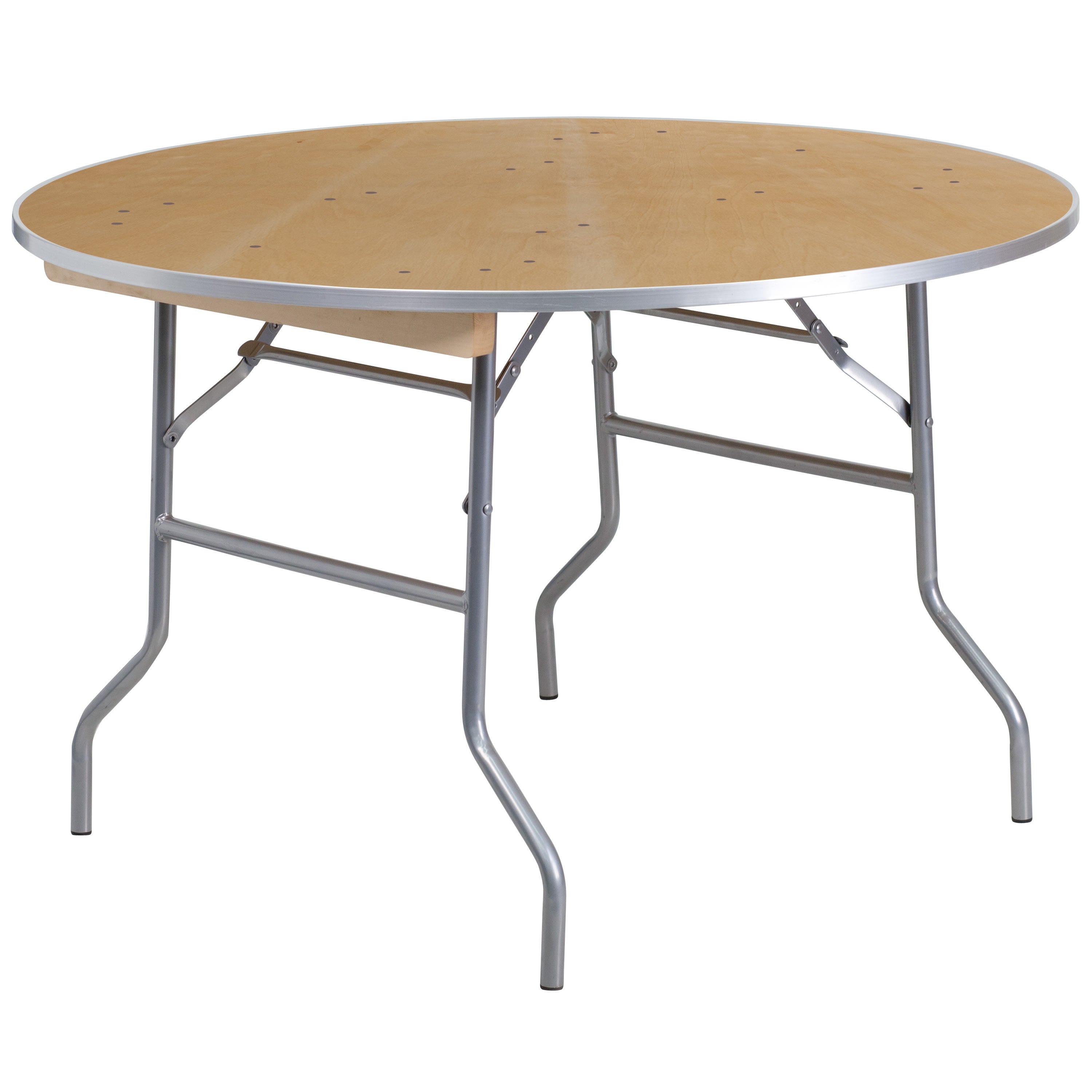 48RND Wood Fold Table-MTL Edge XA-48-BIRCH-M- – BizChair