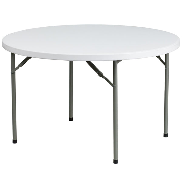 4-Foot Round Granite White Plastic Folding Table - Banquet / Event Folding Table