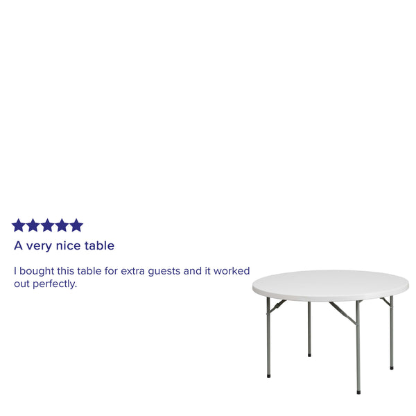 4-Foot Round Granite White Plastic Folding Table - Banquet / Event Folding Table