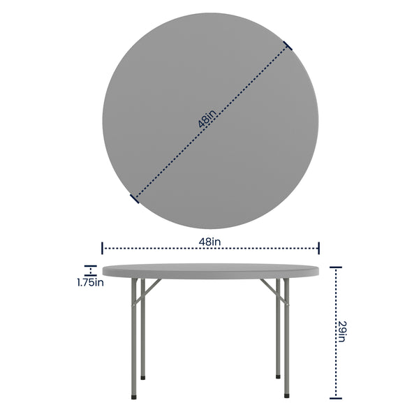 Gray |#| 4FT. Round Granite Dark Gray Plastic Folding Table-Banquet / Event Folding Table