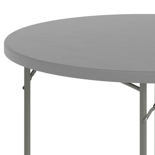 Gray |#| 4FT. Round Granite Dark Gray Plastic Folding Table-Banquet / Event Folding Table