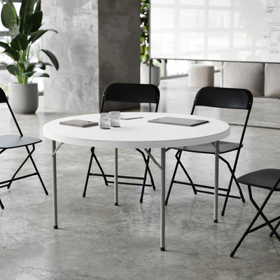 48" Round Granite White Plastic Event and Party Folding Table - View 2