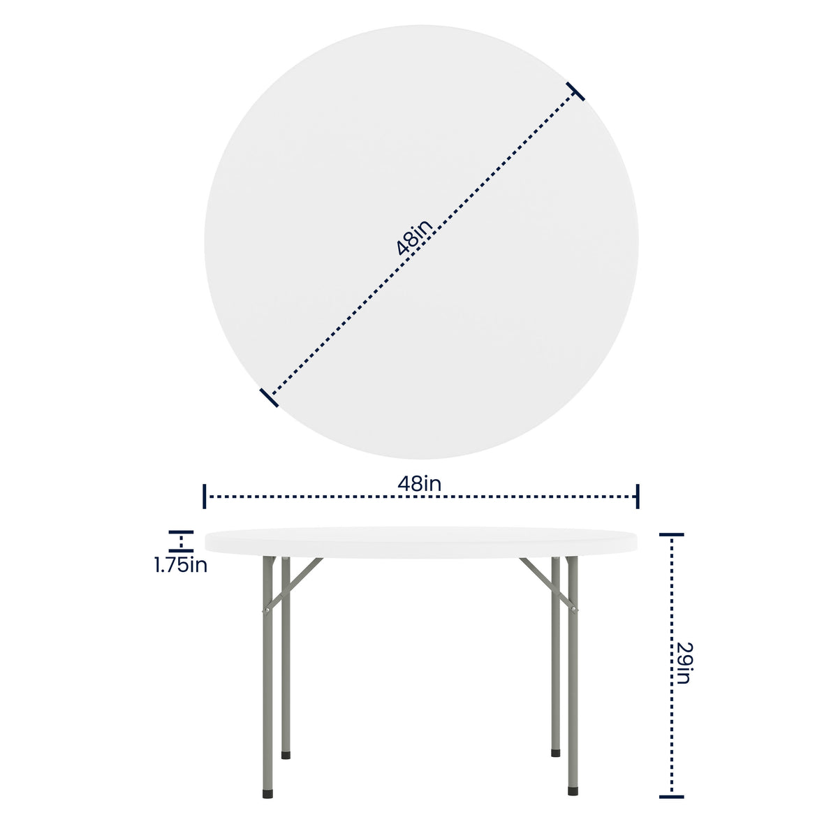 Granite White |#| 4-Foot Round Granite White Plastic Folding Table - Banquet / Event Folding Table