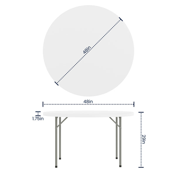 Granite White |#| 4-Foot Round Granite White Plastic Folding Table - Banquet / Event Folding Table