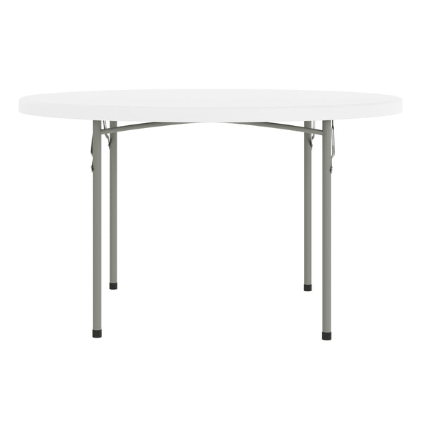 Granite White |#| 4-Foot Round Granite White Plastic Folding Table - Banquet / Event Folding Table