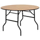 4-Foot Round Wood Folding Banquet Table with Clear Coated Finished Top