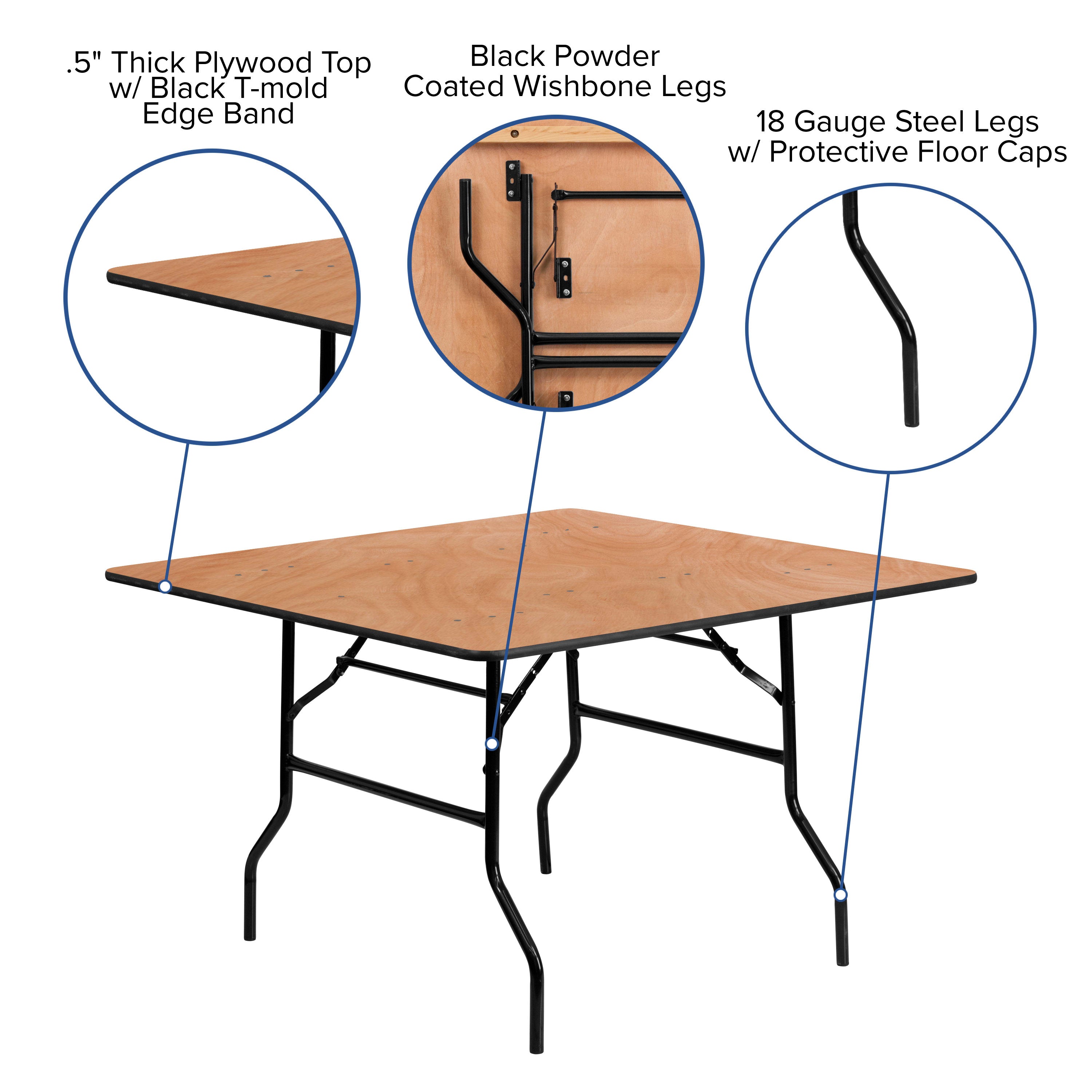 48SQ Wood Fold Table YT-WFFT48-SQ- – BizChair