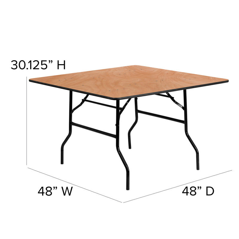 4-Foot Square Wood Folding Banquet Table - Event & Catering Table