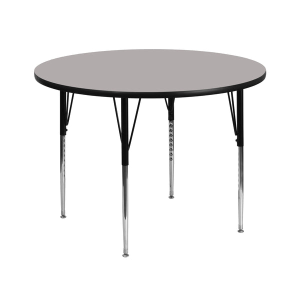 Gray |#| 42inch Round Grey HP Laminate Activity Table - Standard Height Adjustable Legs