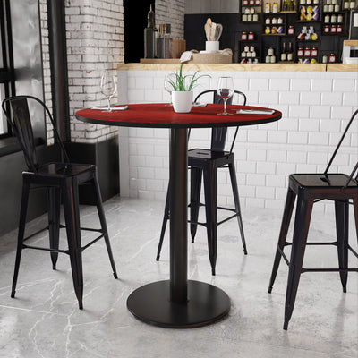 42'' Round Laminate Table Top with 24'' Round Bar Height Table Base - View 2