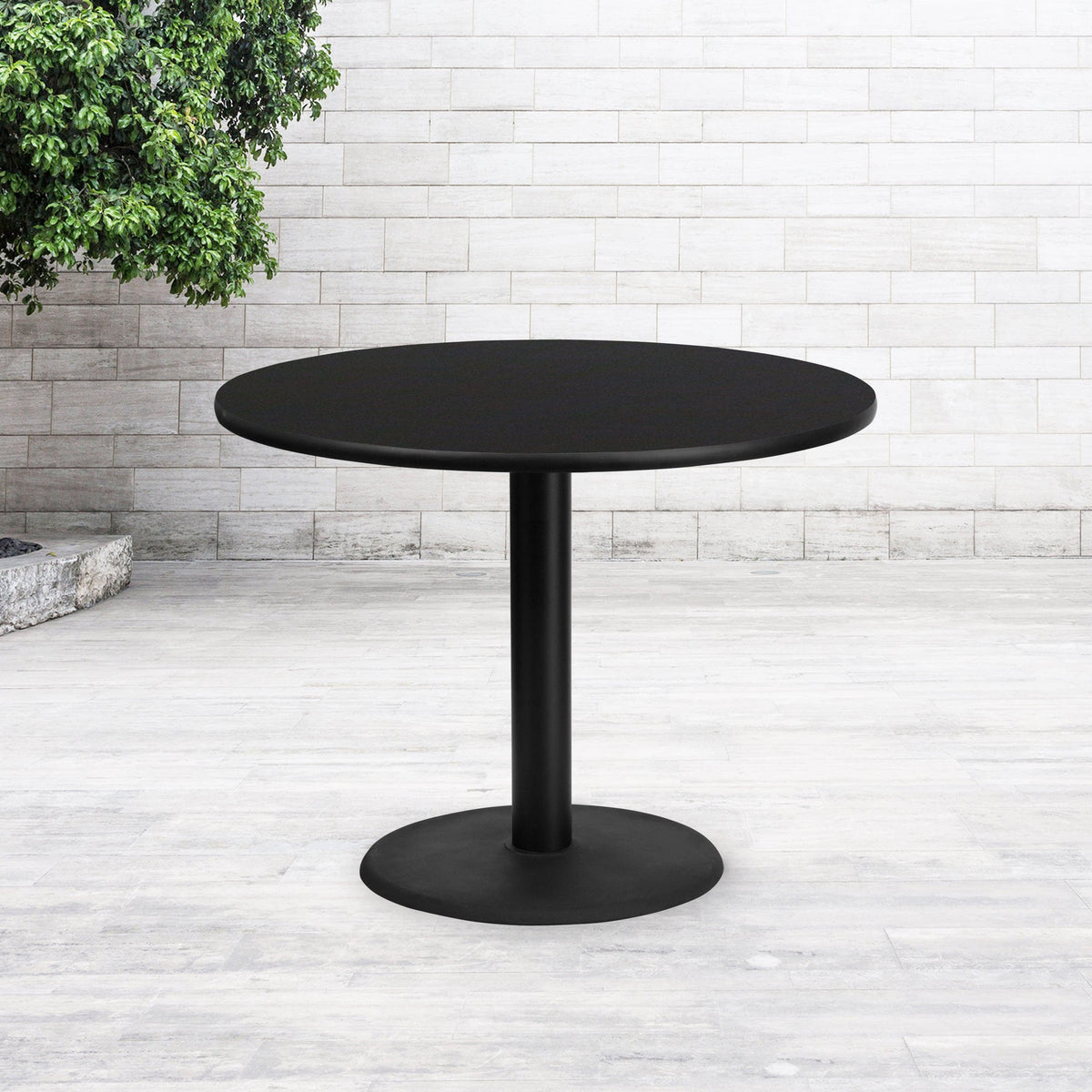Black |#| 42inch Round Black Laminate Table Top with 24inch Round Table Height Base