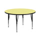 Yellow |#| 42inch Round Yellow Thermal Laminate Activity Table - Height Adjustable Short Legs