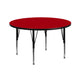 Red |#| 42inch Round Red Thermal Laminate Activity Table - Height Adjustable Short Legs