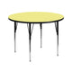 Yellow |#| 42inch RD Yellow Thermal Laminate Activity Table - Standard Height Adjustable Legs