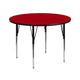 Red |#| 42inch Round Red Thermal Laminate Activity Table - Standard Height Adjustable Legs