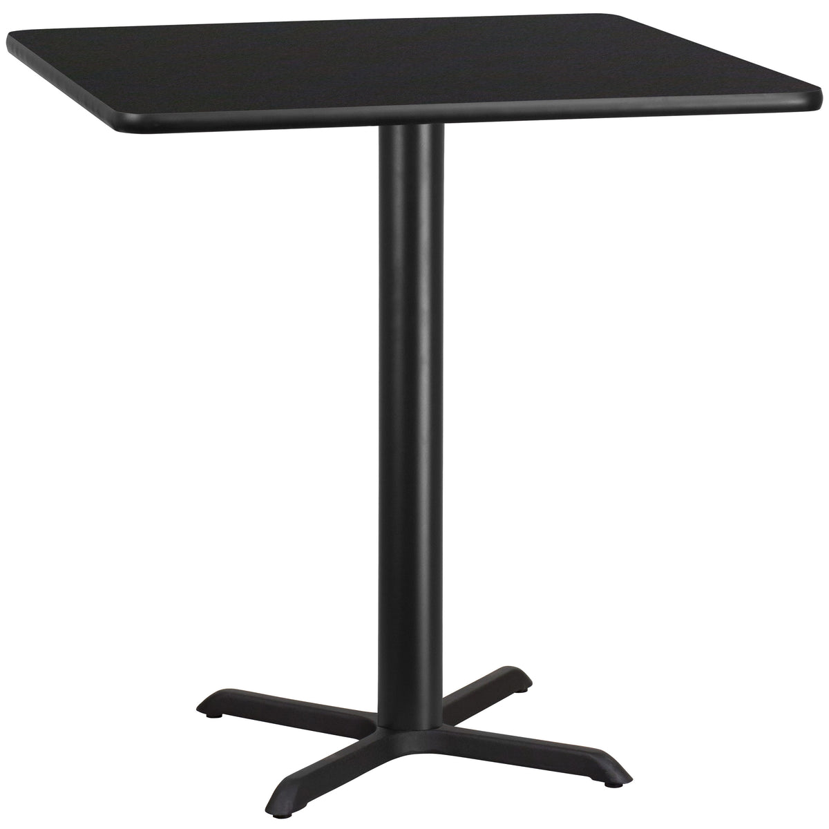 Black |#| 42inch Square Black Laminate Table Top with 33inch x 33inch Bar Height Table Base