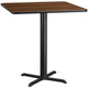 Walnut |#| 42inch Square Walnut Laminate Table Top with 33inch x 33inch Bar Height Table Base