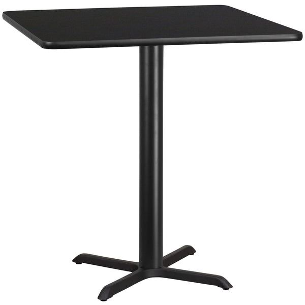 Black |#| 42inch Square Black Laminate Table Top with 33inch x 33inch Table Height Base