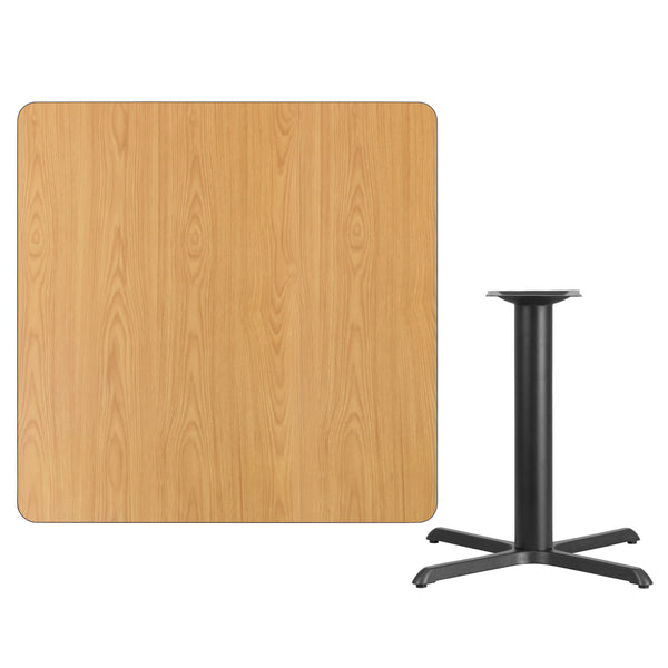 Walnut |#| 42inch Square Walnut Laminate Table Top with 33inch x 33inch Table Height Base