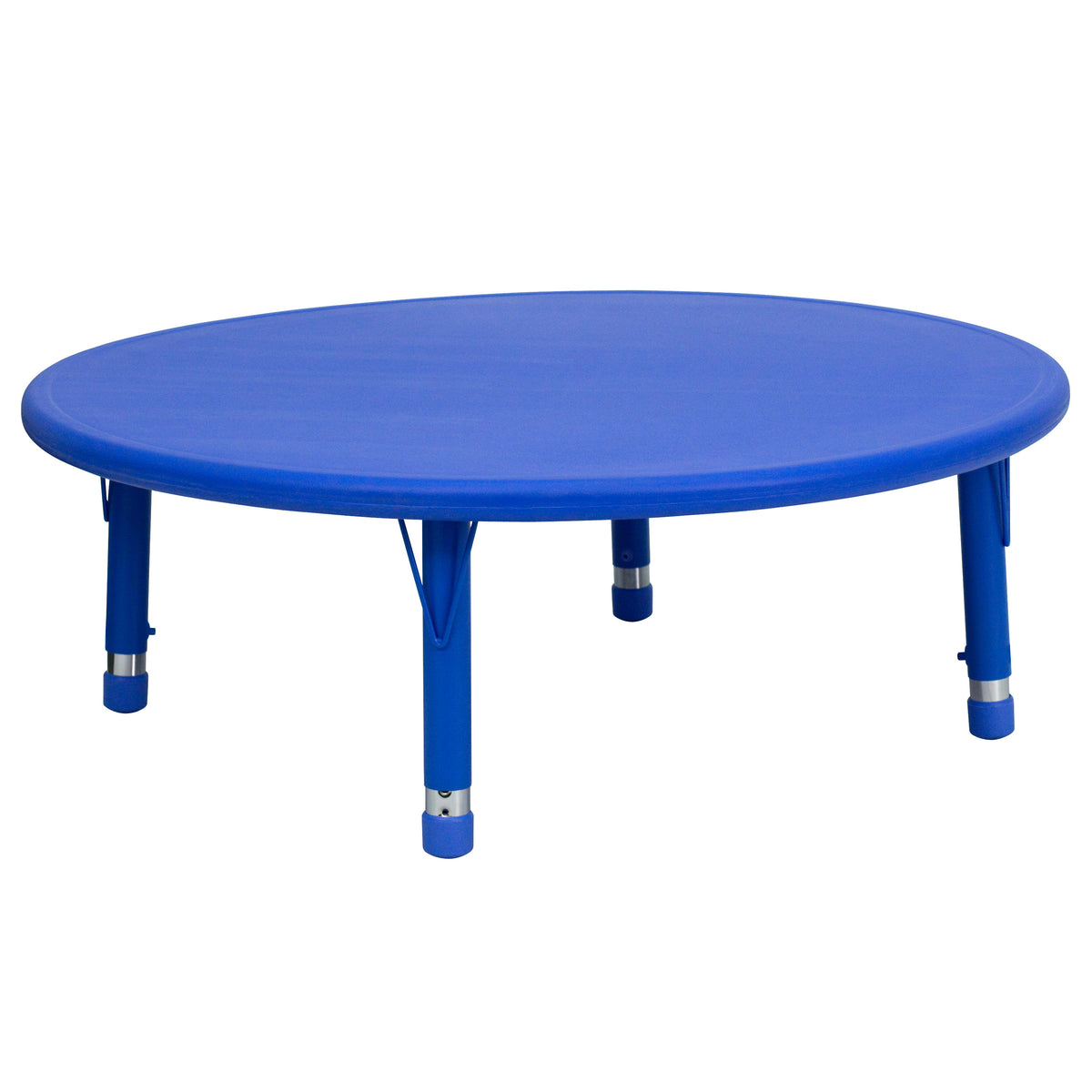 Blue |#| 45inch Round Blue Plastic Height Adjustable Activity Table