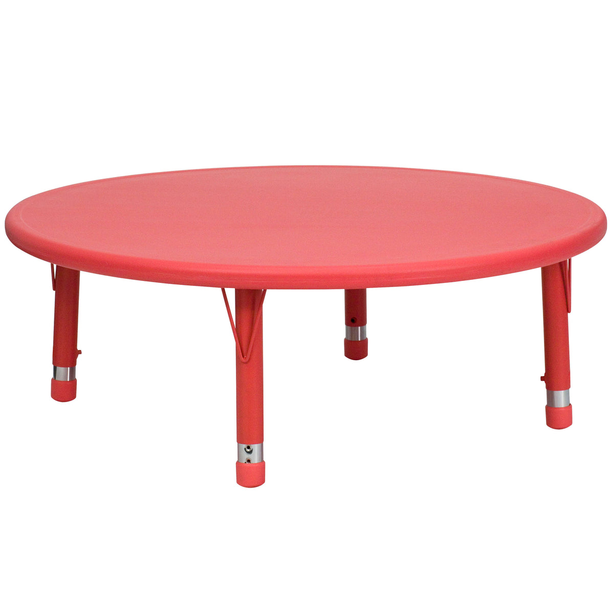 Red |#| 45inch Round Red Plastic Height Adjustable Activity Table