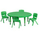 Green |#| 45inch Round Green Plastic Height Adjustable Activity Table Set with 4 Chairs