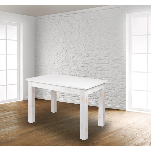 Antique Rustic White |#| 46inch x 30inch Rectangular Antique Rustic White Solid Pine Farm Dining Table