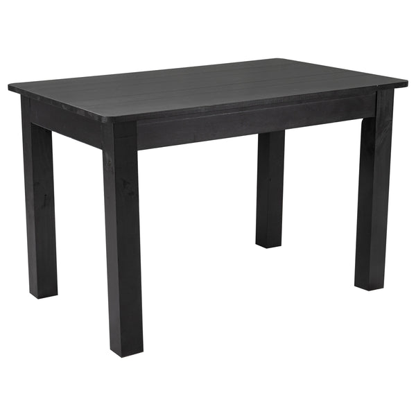 Black Wash |#| 46inch x 30inch Rectangular Black Wash Solid Pine Farm Dining Table