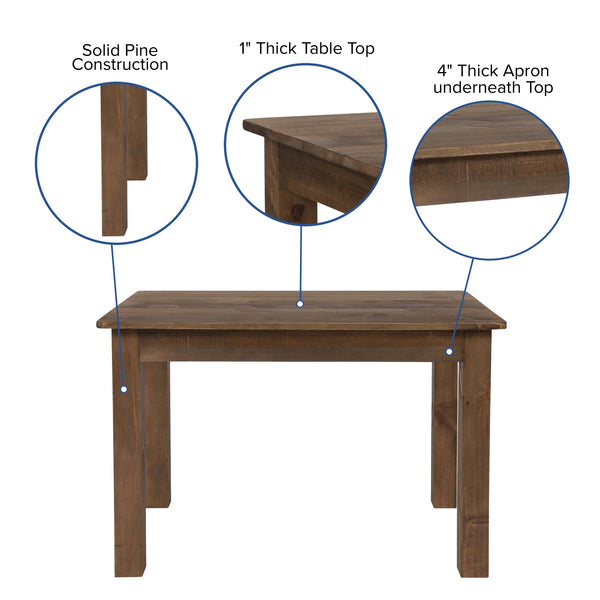 Antique Rustic |#| 46inch x 30inch Rectangular Antique Rustic Solid Pine Farm Dining Table