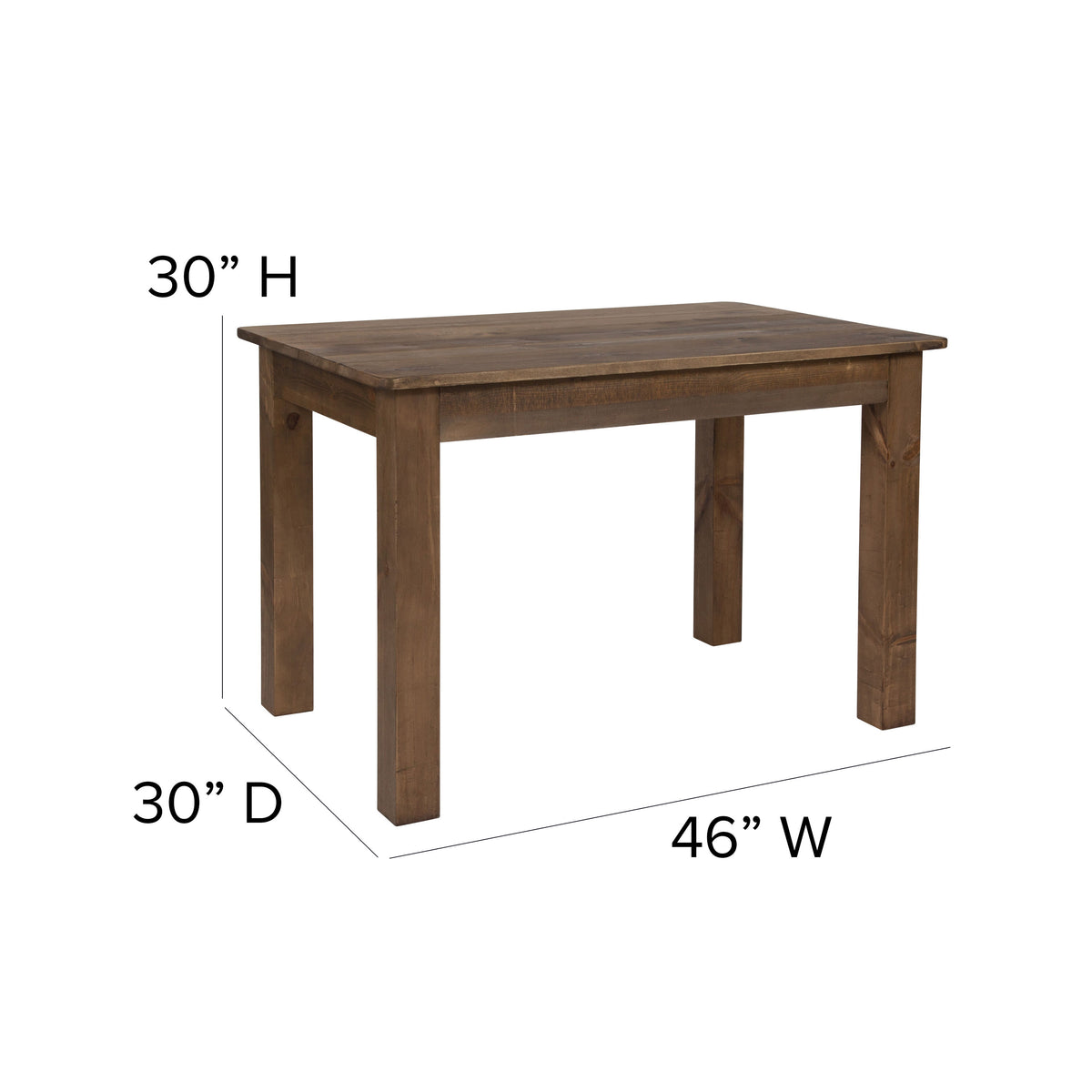 Antique Rustic |#| 46inch x 30inch Rectangular Antique Rustic Solid Pine Farm Dining Table