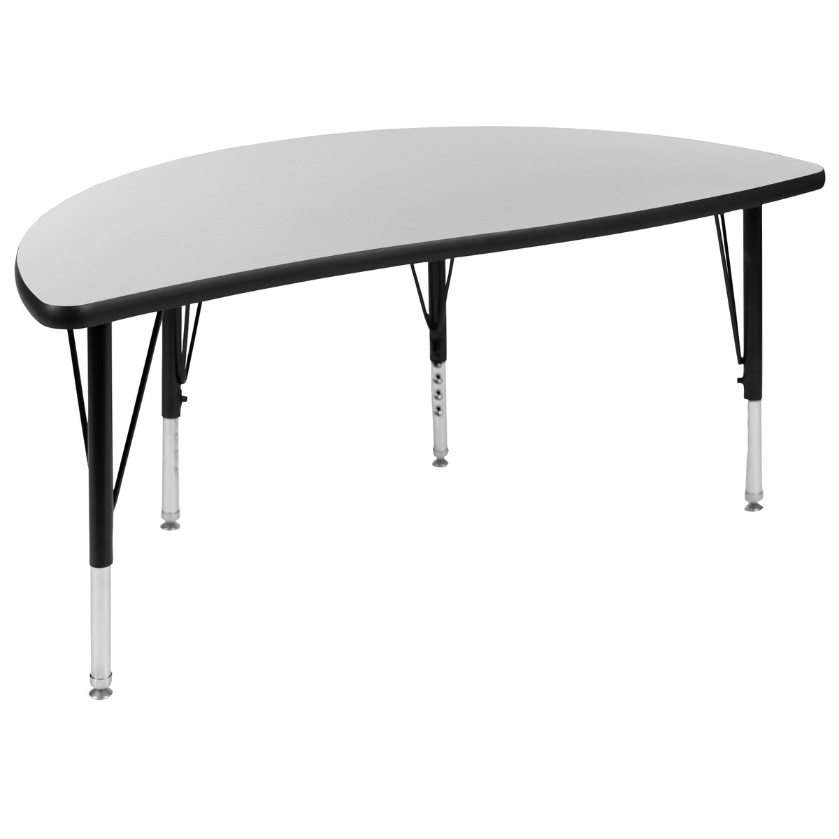 Grey |#| 47.5inch Circle Wave Activity Table Set with 14inch Student Stack Chairs, Grey/Black