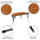 Oak |#| 47.5inch Circle Wave Activity Table Set with 14inch Student Stack Chairs, Oak/Black
