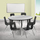 Grey |#| 47.5inch Circle Wave Activity Table Set with 16inch Student Stack Chairs, Grey/Black