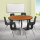 Oak |#| 47.5inch Circle Wave Activity Table Set with 16inch Student Stack Chairs, Oak/Black