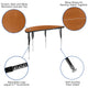 Oak |#| 47.5inch Circle Wave Activity Table Set with 16inch Student Stack Chairs, Oak/Black