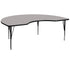 Gray Top/Black Frame |#| 48"W x 72"L Kidney Grey HP Laminate Activity Table - Height Adjustable Legs