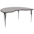 Gray Top/Black Frame |#| 48"W x 96"L Kidney Grey HP Laminate Activity Table - Height Adjustable Legs