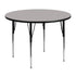 Gray Top/Black Frame |#| 48" Round Grey HP Laminate Activity Table - Standard Height Adjustable Legs