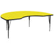 Yellow |#| 48inchW x 96inchL Kidney Yellow HP Laminate Activity Table - Height Adjustable Legs