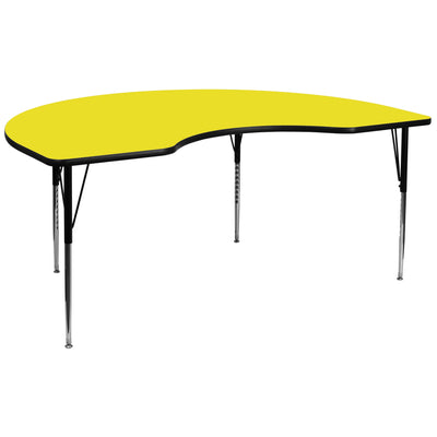 48''W x 96''L Kidney HP Laminate Activity Table - Standard Height Adjustable Legs - View 1