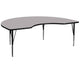 Gray |#| 48inchW x 96inchL Kidney Grey Thermal Laminate Activity Table - Height Adjustable Legs