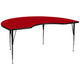 Red |#| 48inchW x 96inchL Kidney Red Thermal Laminate Activity Table - Height Adjustable Legs