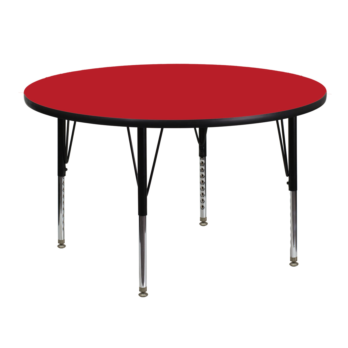 Red |#| 48inch Round Red HP Laminate Activity Table - Height Adjustable Short Legs