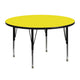 Yellow |#| 48inch Round Yellow HP Laminate Activity Table - Height Adjustable Short Legs