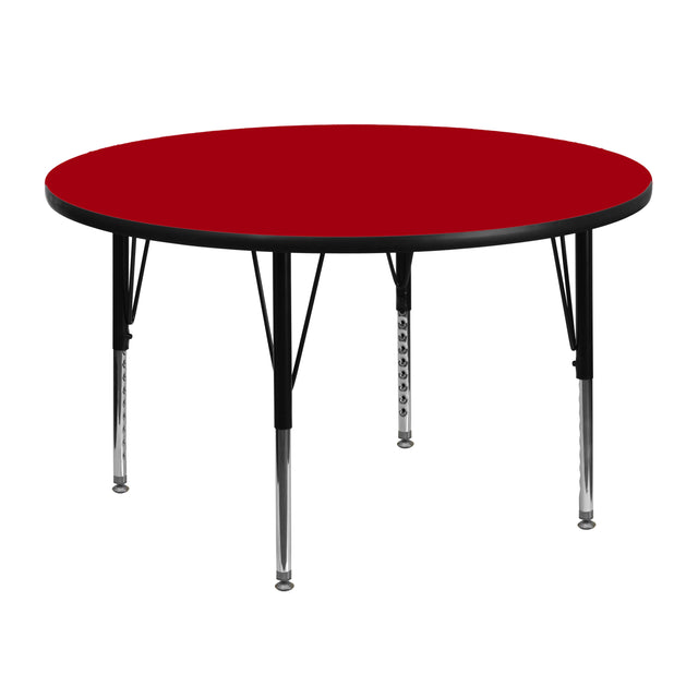48'' Round Thermal Laminate Activity Table - Height Adjustable Short Legs - View 1