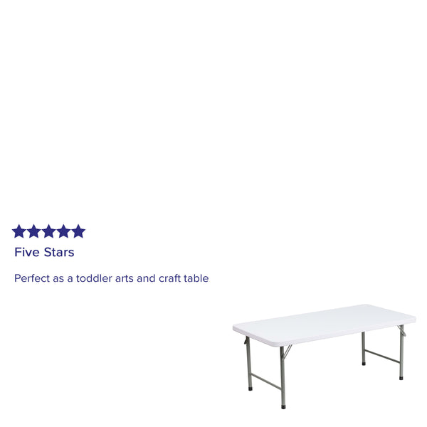 Granite White |#| 4.93-Foot Kid's Granite White Plastic Folding Activity Table - Play Table
