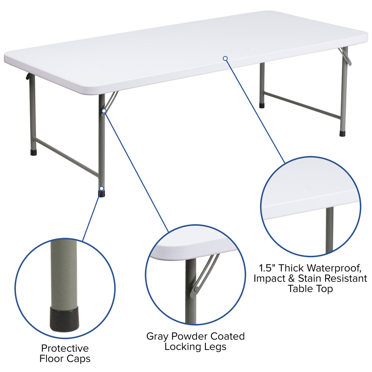 Granite White |#| 4.93-Foot Kid's Granite White Plastic Folding Activity Table - Play Table