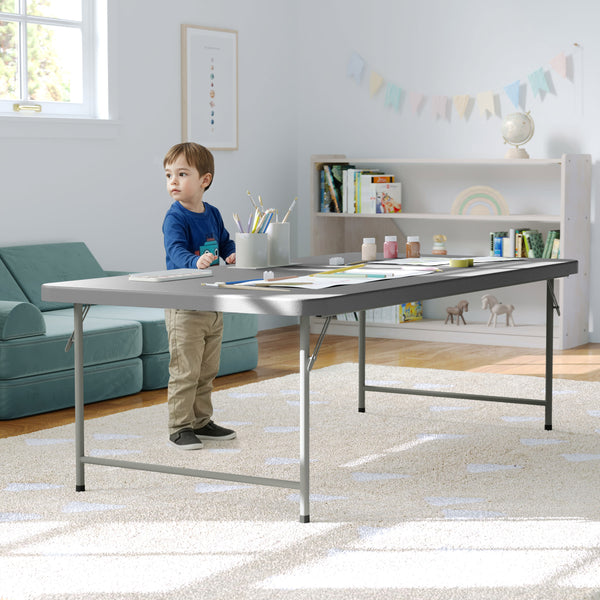 Granite Gray |#| 4.93-Foot Kid's Granite Gray Plastic Folding Activity Table - Play Table