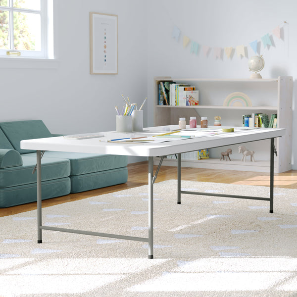 Granite White |#| 4.93-Foot Kid's Granite White Plastic Folding Activity Table - Play Table