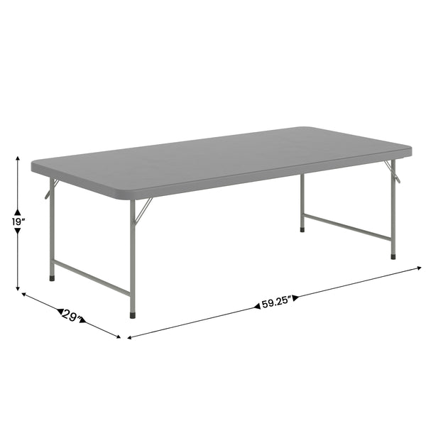 Granite Gray |#| 4.93-Foot Kid's Granite Gray Plastic Folding Activity Table - Play Table